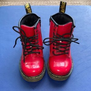Red Dr. Marten boots, toddler size 7